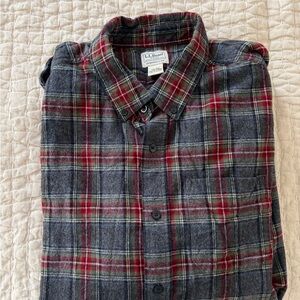 L.L. Bean Men's Plaid Cotton Shirt Button Down Long Sleeve